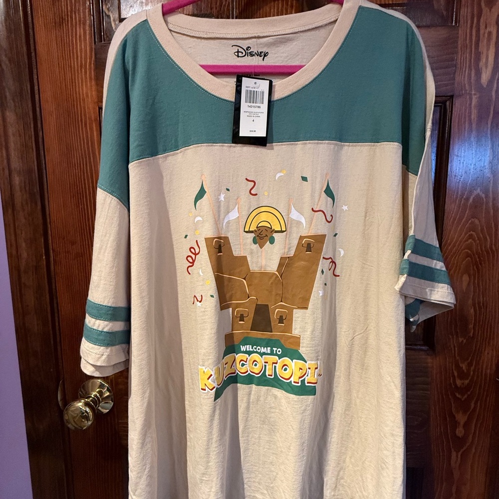 Disney Women’s  Tee - Green and Cream Kuzcotopia Design